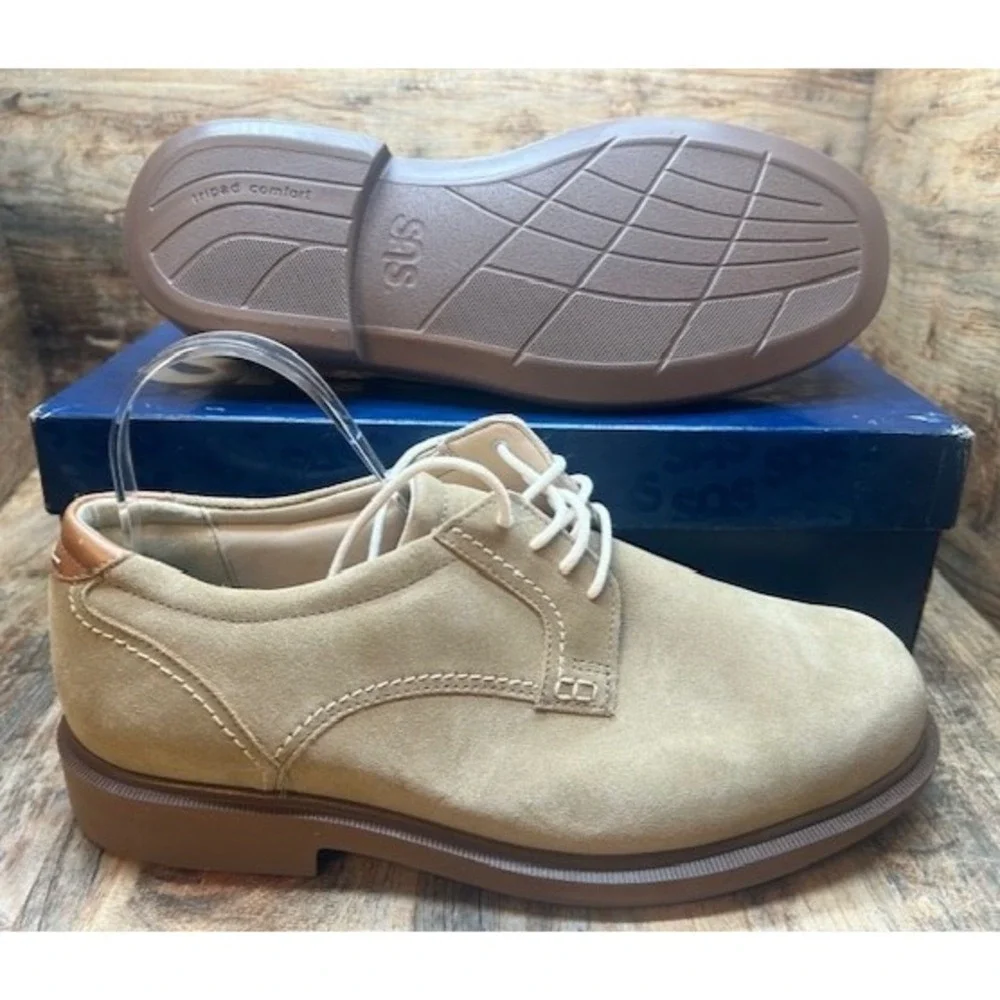 SAS Men's Ambassador Tan Suede Comfort Dress Shoes Sassafras NIB - Size 10.5WW